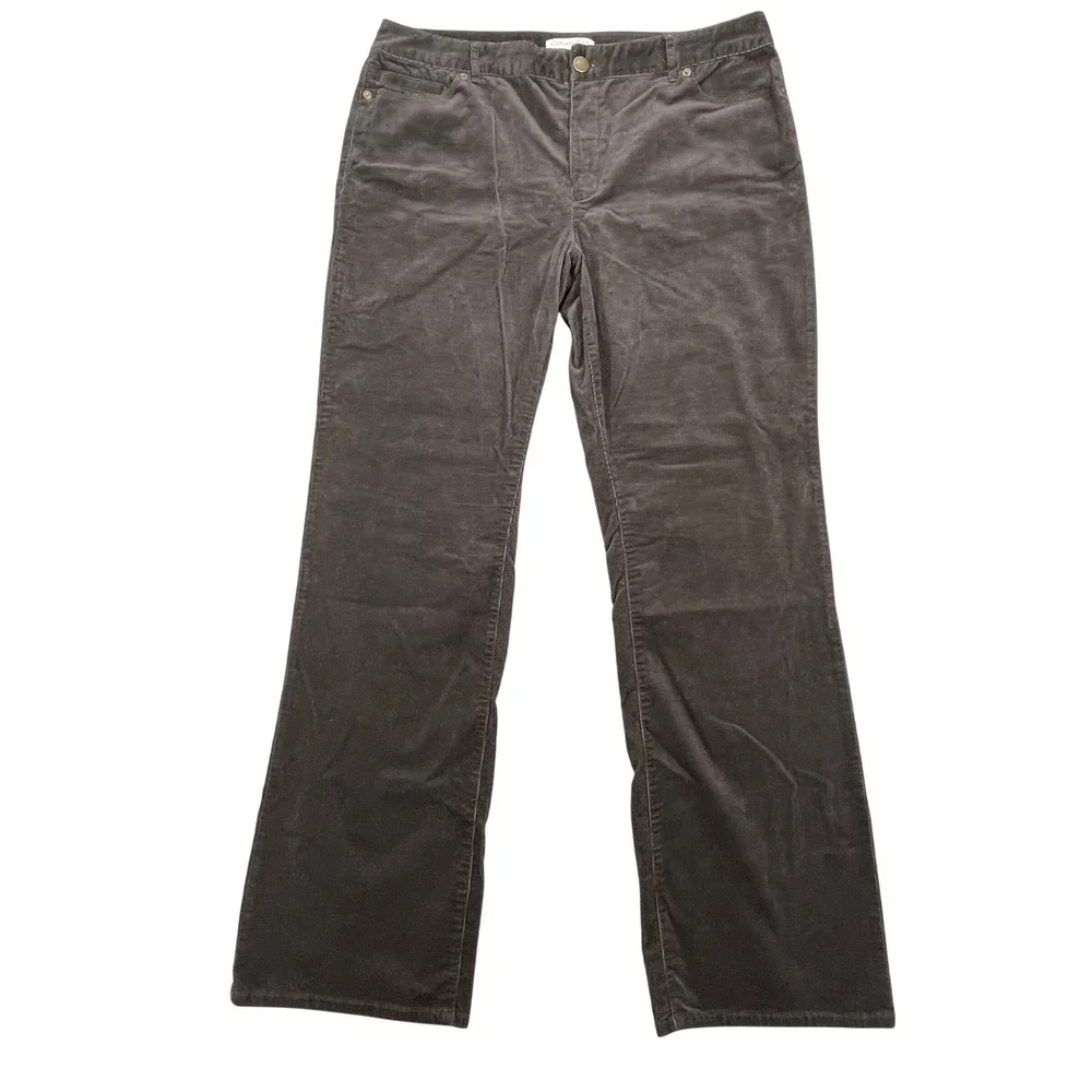 Coldwater Creek Gray Natural Fit Corduroy Straight Leg Pants Womens 14